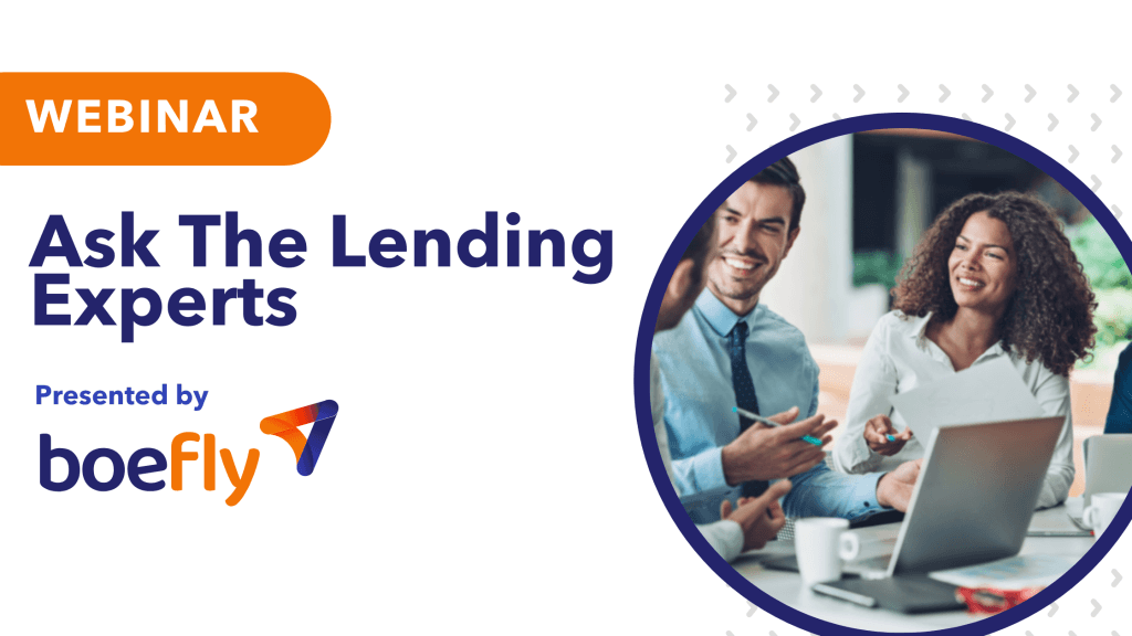 Ask the lending experts webinar presented by BoeFly with an image of people working